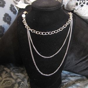 White and Silver Long Necklace